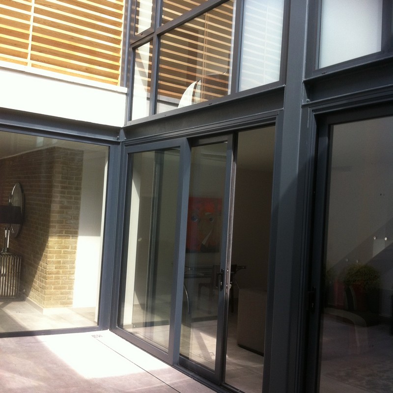 Anthracite aluminium sliding patio doors fitted in Notting Hill